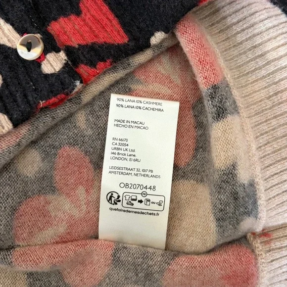 NWT!! FREE PEOPLE Nocturnal Patterned Cardi Black Retro Combo Hearts Floral XS - Picture 14 of 16